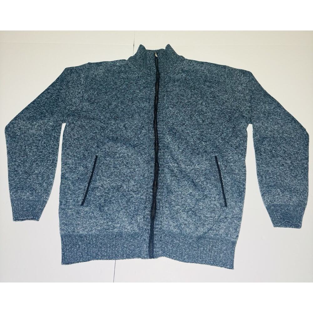 Yeokou Full Zip Knitted Sweater Cashmere Wool Cotton Lined Fleece Men’s Size 2XL